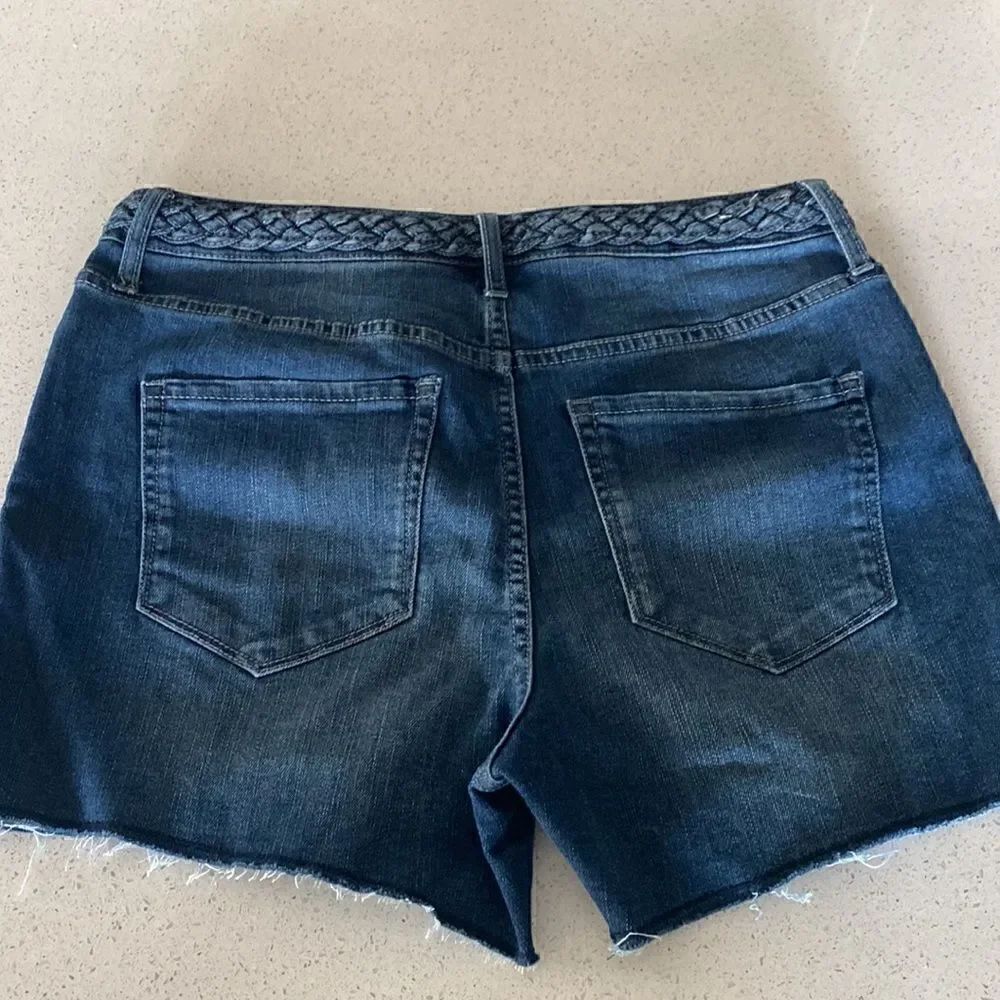 Frayed High Rise Denim Shorts 29 Raw Hem Zip Up Summer - Picture 8 of 12